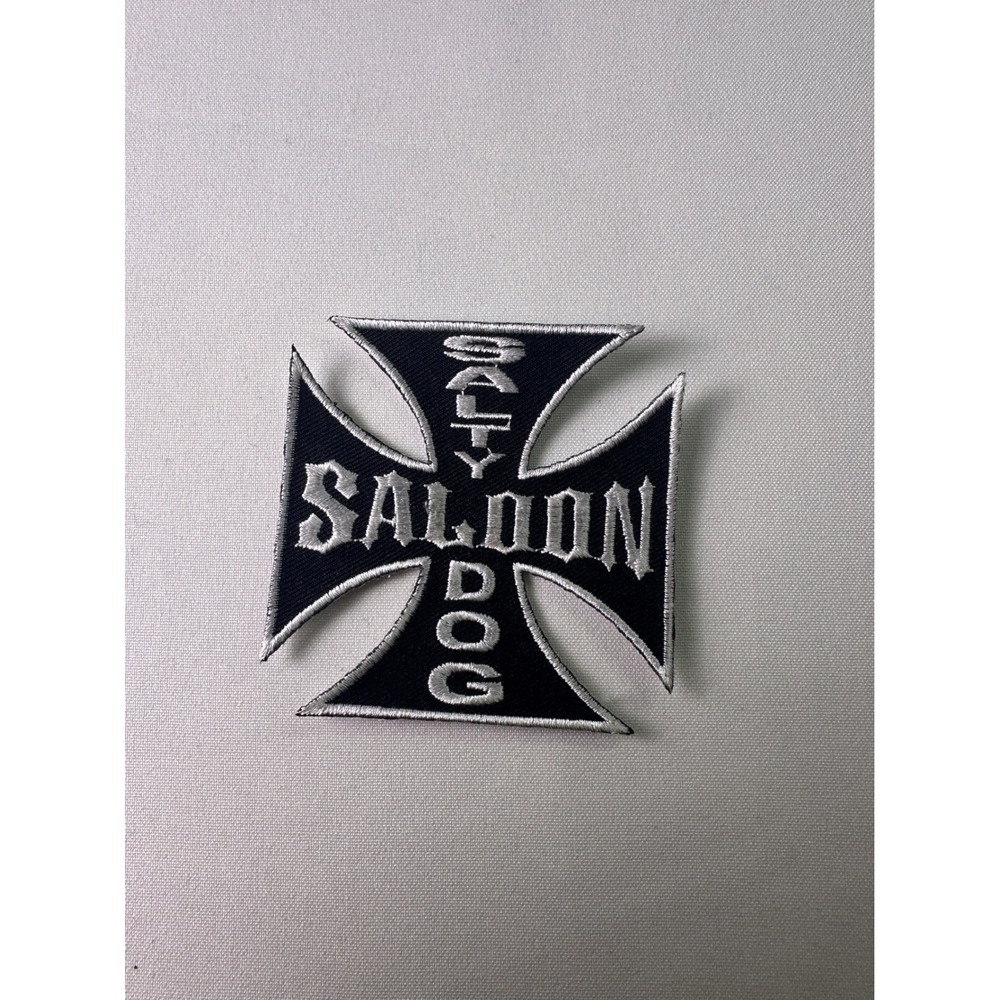 Salty Dog Saloon Iron Cross Patch Biker Motorcycle‎ Vest Badge Applique